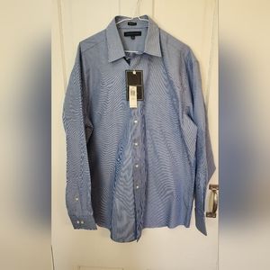 NWT Tommy Hilfiger Blue/White Pinstripe Regular Fit Size Large 16 34-35